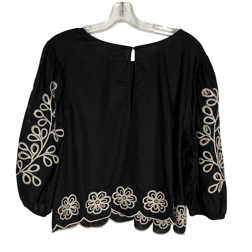 Aveology Embroidered Ballon Sleeve Boho Blouse Size 22/24 Black - Picture 4 of 9